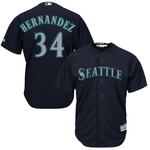 Mariners #34 Felix Hernandez Navy Blue Alternate Women's Stitched MLB Jersey - Click Image to Close
